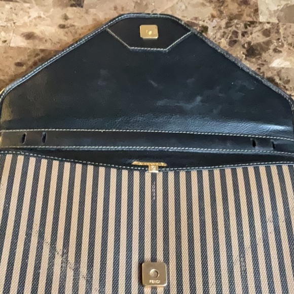 Fendi Striped Clutch with Logo Accent - Picture 10 of 15